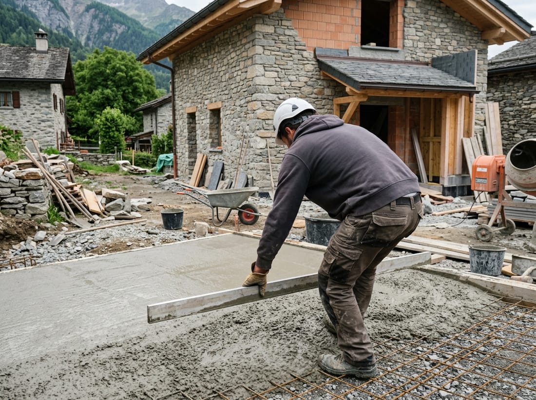 Exemple : dalle coulée sur une assise de grave compactée et ferraillée